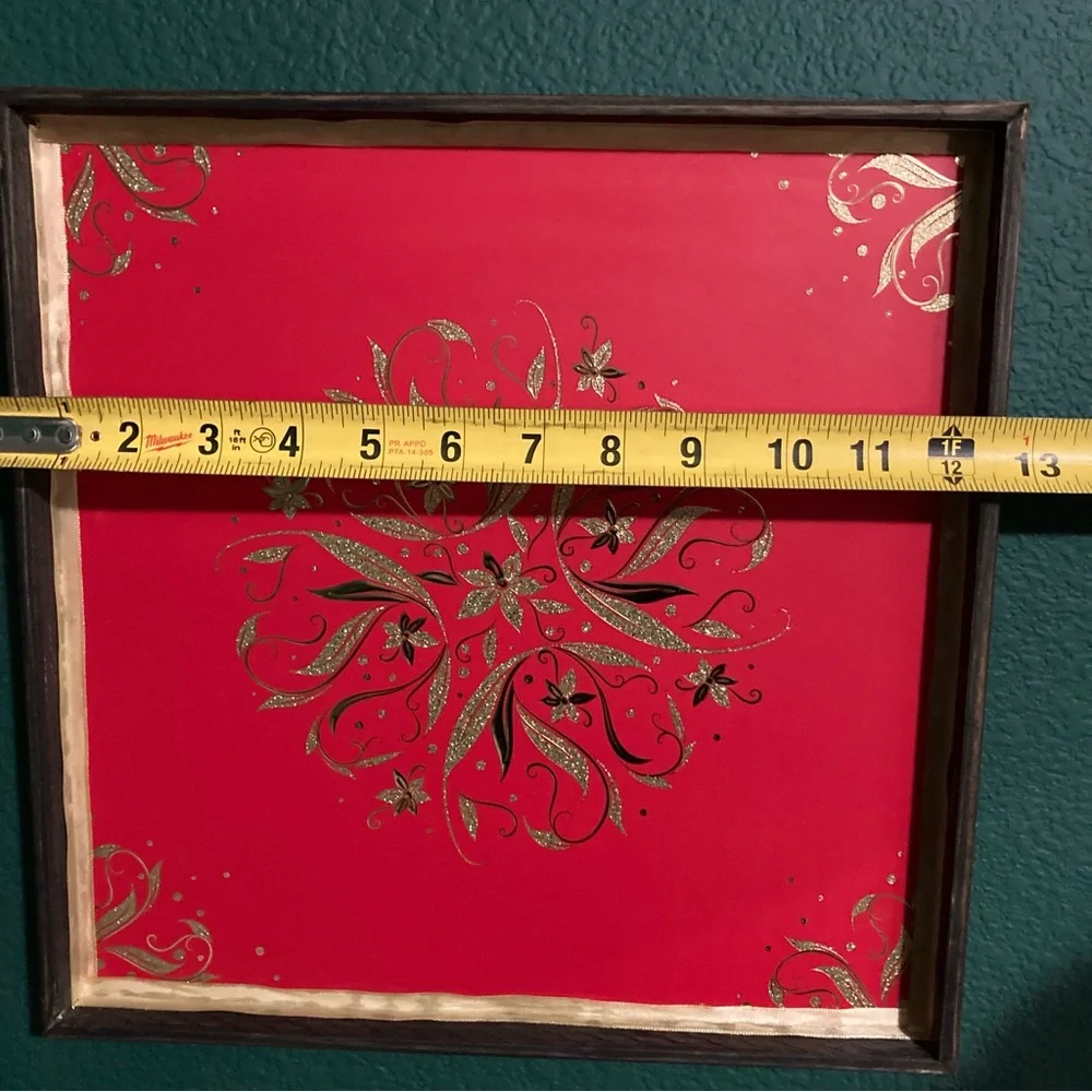 Red and Gold Decorative Wall Art Decorative Wooden Frame 12.5in x 12.5in